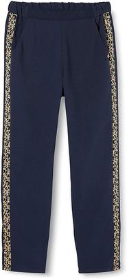 Pantalón fluido azul con bandas de leopardo IKKS