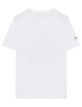 Camiseta Blanca Estampado Snowboard El Pulpo