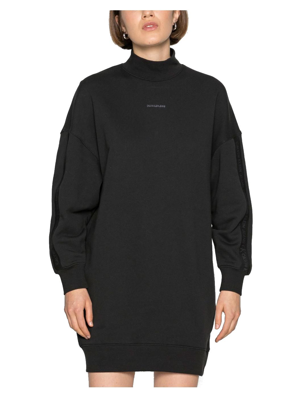 Vestido logo trim mock neck dress Calvin Klein