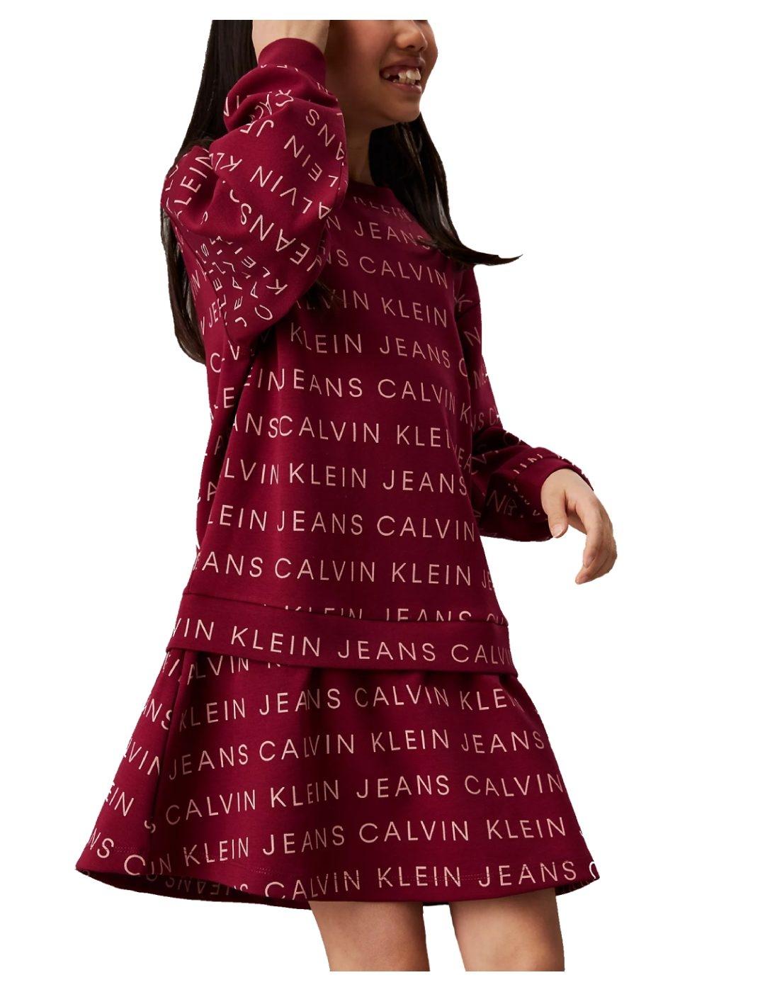 Vestido Logo Aop Fleece Calvin Klein