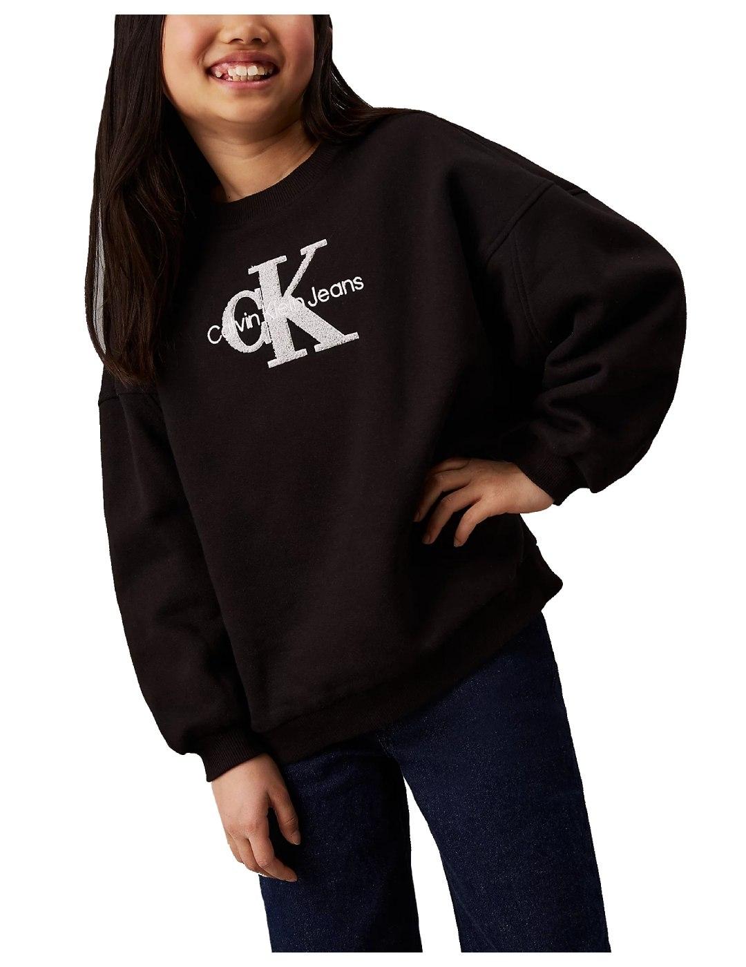 Sudadera Teddy Monologo Black Calvin Klein