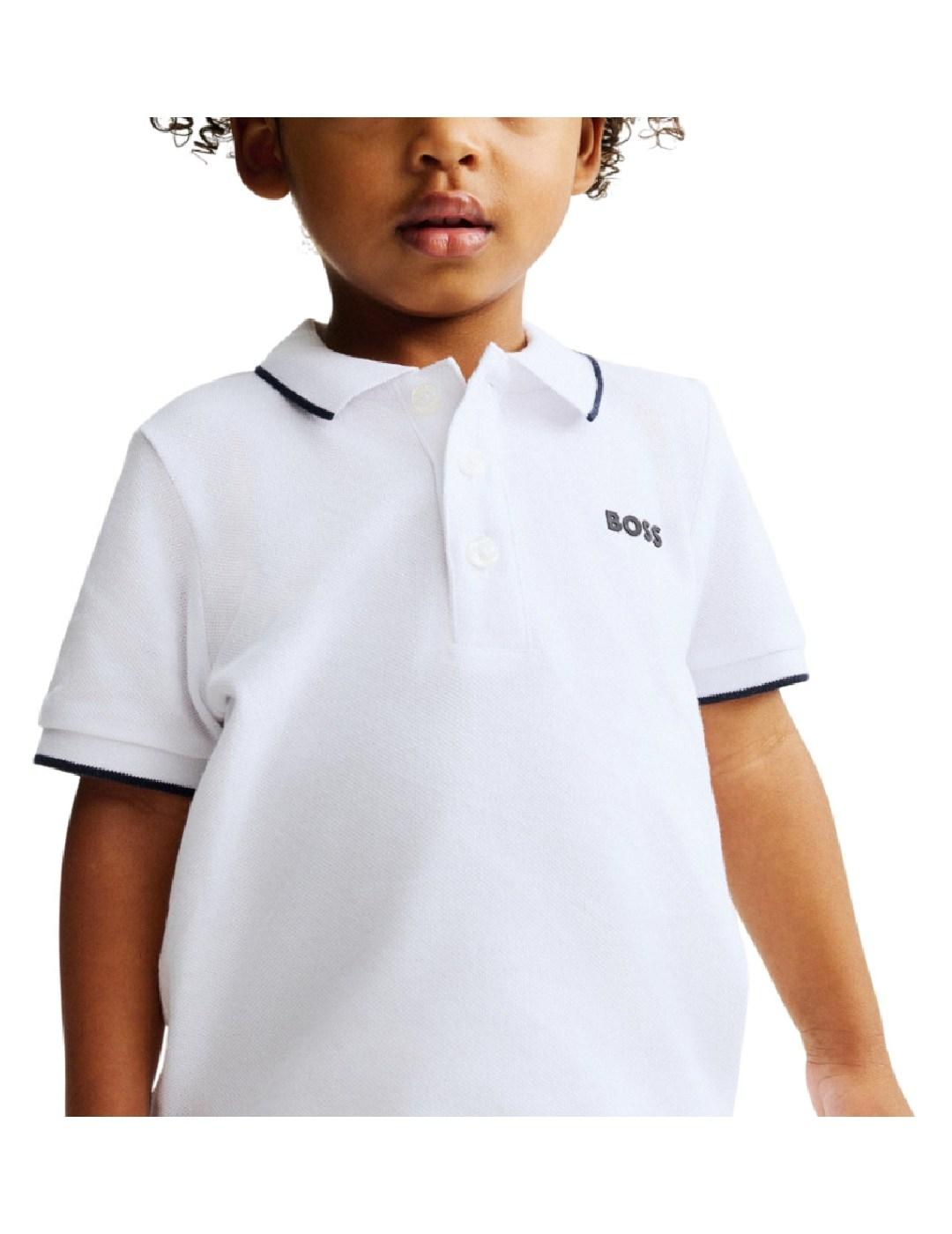 Polo Blanco Manga Corta Hugo Boss