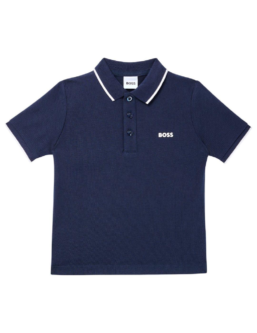 Polo Azul Marino Manga Corta Hugo Boss