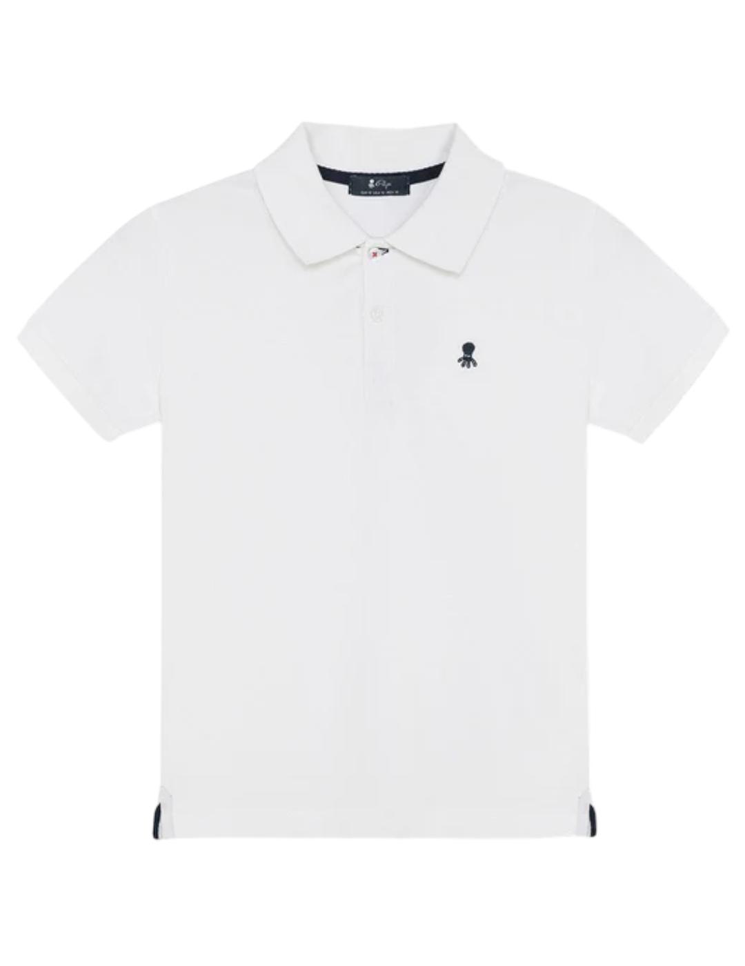 Polo Lavado Bordados Blanco El Pulpo