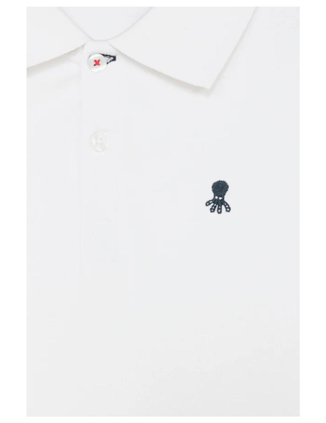 Polo Lavado Bordados Blanco El Pulpo