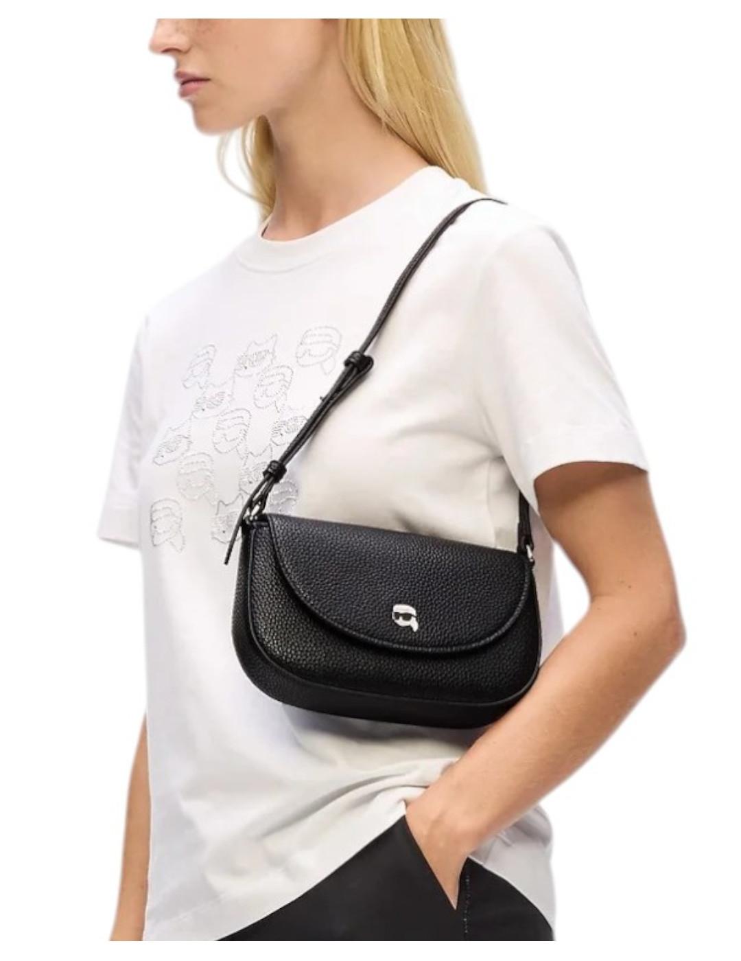Bolso Ikon pebble pin flap Karl Lagerfeld