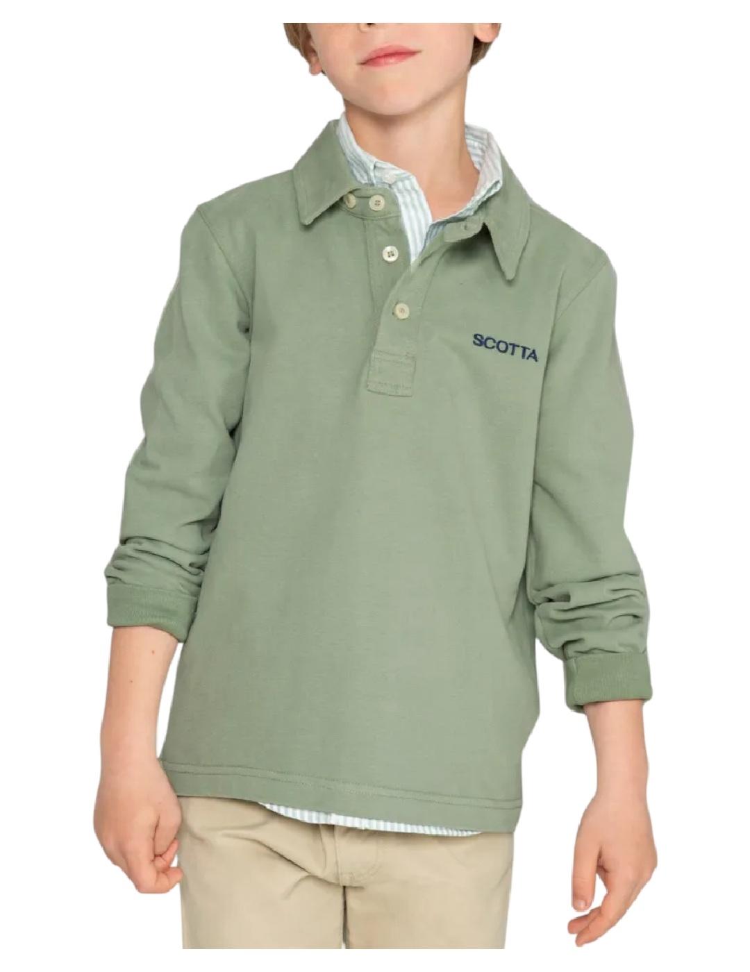 Polo Rugby Logo Verde Scotta